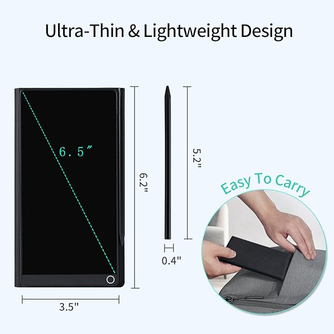 6.5inch Digital Notepad Portable Mini LCD Writing Tablet Electronic Notebook with Protective Cover Reusable Drawing Board