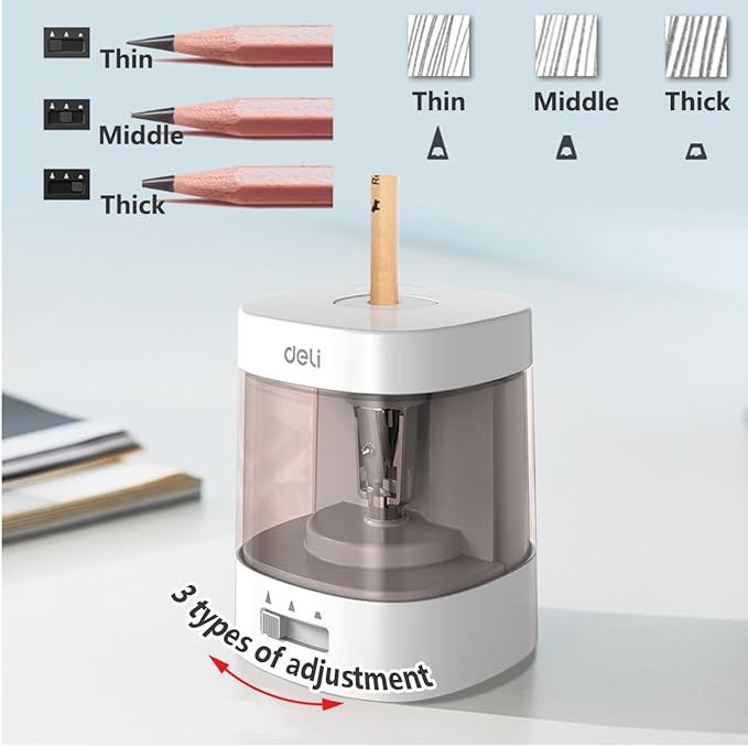 Electric Pencil Sharpener,5000 Times for Blade,Interchangeable Blade,3 Years Warranty,Battery/2A USB Powered,Suitable for 6-8mm,Extra Free Blades, for Home, Office, School (White)