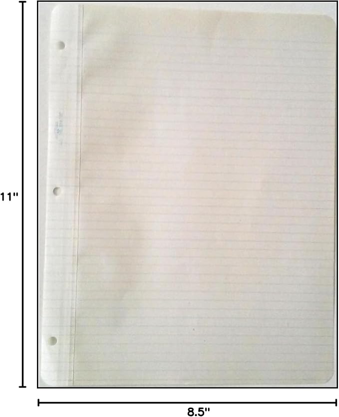 804-13F Cloth Reinforced Lined Filler Paper 8 1/2" x 11" Made in USA Sold Loose in Packages of 20 Sheets