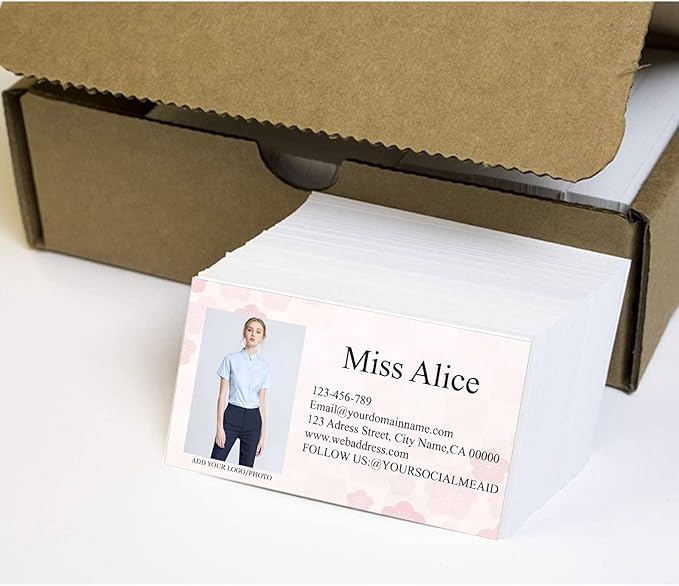 200/500Pcs Business Card Customization (Add Picture or Logo), Thick Coated Paper Business Card Double-sided Printing-2"x3.5" Inches (Color-T)