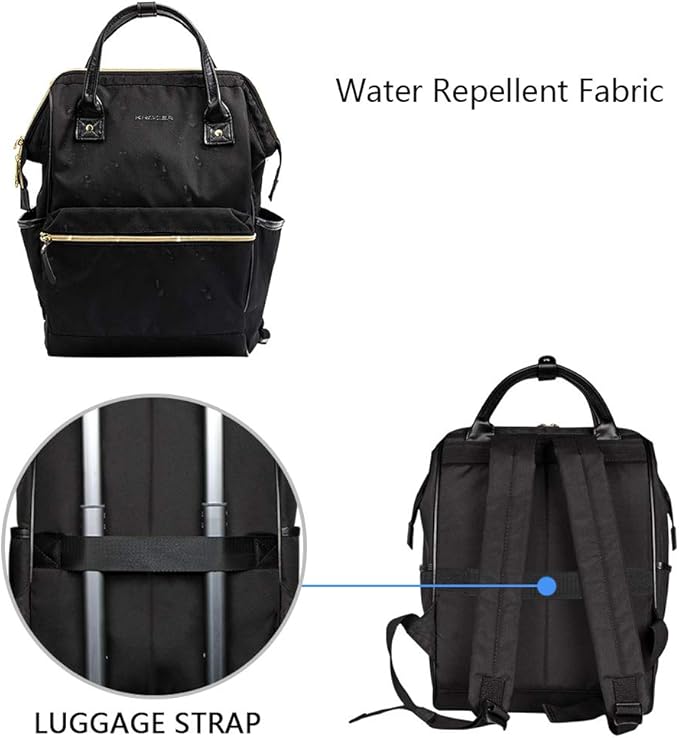 KROSER Laptop Backpack 15.6 Inch Stylish Backpack Doctor Bag Water Repellent College Casual Daypack with USB Port Travel Business Work Bag for Men/Women-Black