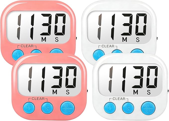 Classroom Timers for Teachers Kids Large Magnetic Digital Timer Teacher Supplies 4 Pack-Pink White