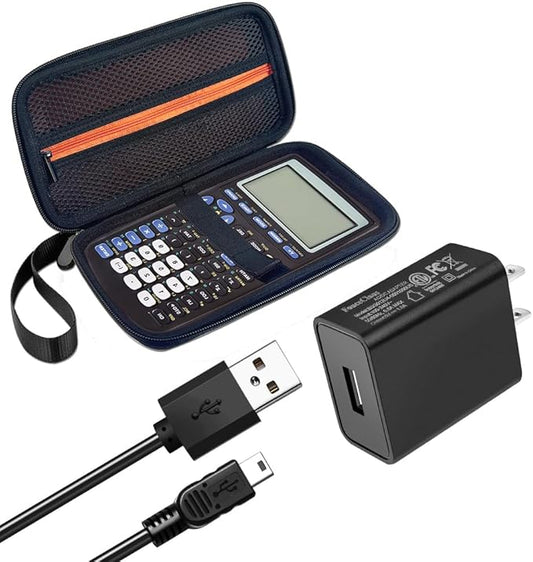 Fouceclaus Hard Carrying Case with Power Charger for Texas Instruments TI-84 Plus CE/TI-84 Plus and TI-84 Plus CE Color Graphing Calculator– Extra Pocket for USB Cables & Accessories