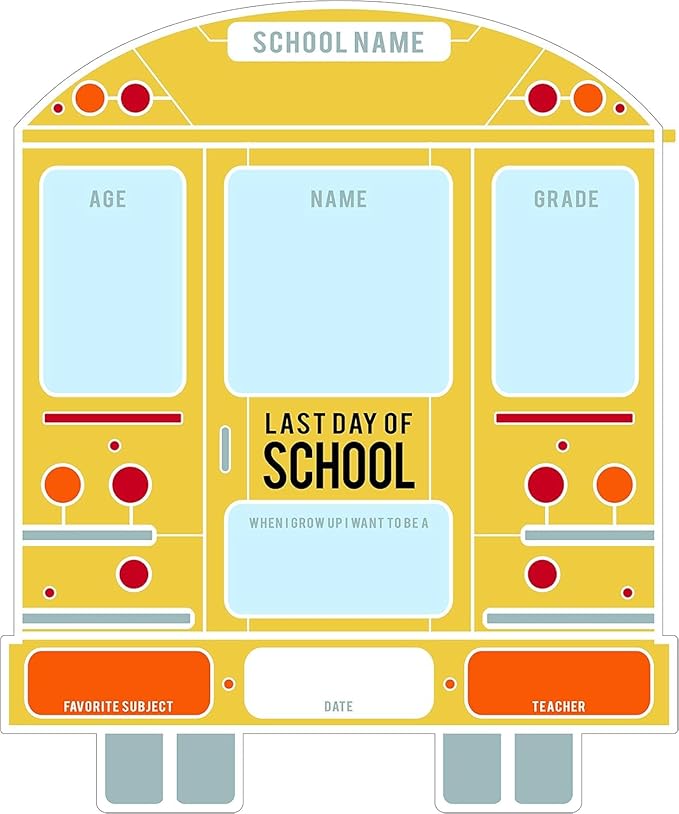School Bus First and Last Day Sign Set / 12" x 12" Reusable Whiteboard Photo Props/Back to School Classroom Dry Erase Signs