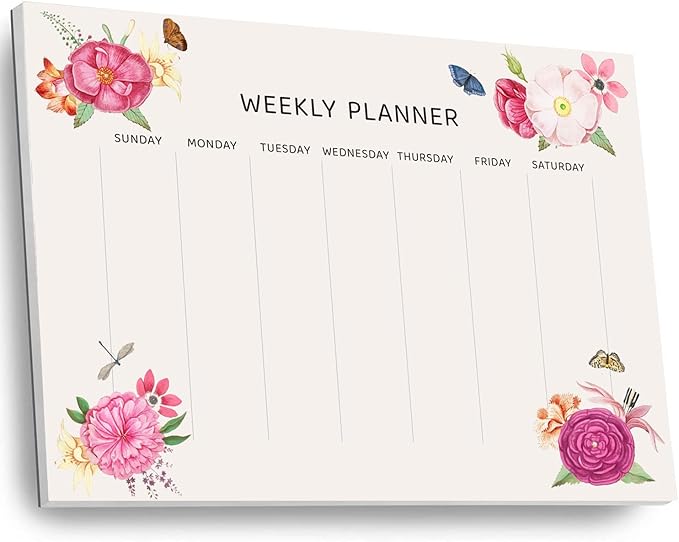 Undated Weekly Planner Notepad, 52 Sheet Tear-Off Weekly To Do List Notepad, Desk Planner Pad Calendar, Blank Calendar for Daily Habit Tracking/Menu Planning(8.26"x11,69")