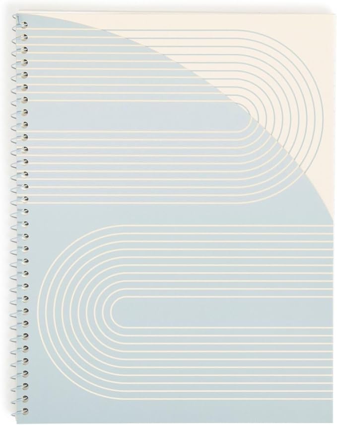 U Brands 1 Subject Notebook with Front Pocket, Geo Curve Modern, College Ruled, 70 Perforated Sheets, 8.5 x 11 Inches