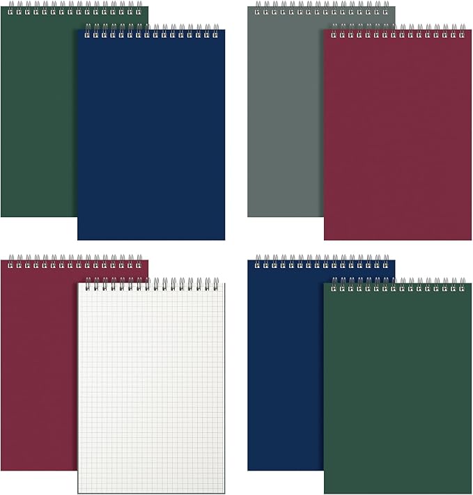 Engrowtic 8 Pack Graph Paper Spiral Notepad A5 Top Wirebound Notepad Grid Notebook Steno Pads Memo Notebook Grid Paper 140 Pages for Writing Sketching Drawing Office Supplies (Multicolor 3)