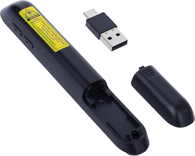 Wireless Presenter Remote with Green Light, Rechargeable PowerPoint Clicker for Mac Windows PC, 2.4GHz USB & Bluetooth, 656ft Range