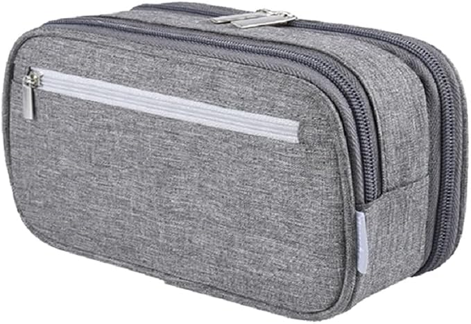 Chelory Large Capacity Pencil Case Big Pencil Bag Pouch High Storage 3 Compartments Pen Marker Holder Cases Office Stationery Organizer Supplies Makeup Bag Men Women, Gray