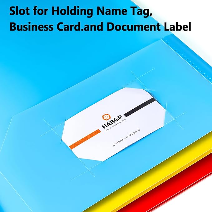 Plastic Folders with Pockets, 18 Color Heavy Duty Two Pocket Folder Business Card Holder for Office High School