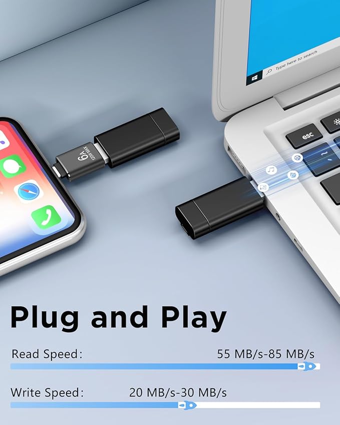 TEWENE 1-Pack Flash Drives 32GB USB 3.0 Flash Drive (&Type-C Adapter) Thumb Drive with Unique Clip Retractable, USB Memory Stick Jump Drive for Data Transfer - 32GB Blue