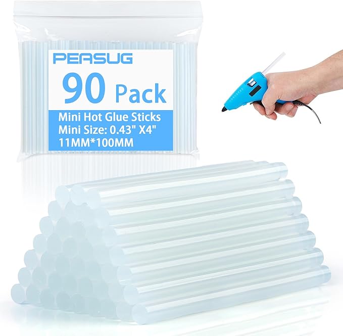 90 PCS Mini Hot Glue Sticks Bulk, Clear Glue Gun Sticks for Metal, Wood, Glass DIY Art Craft & School Projects Craft, Bond (Clear, 4" X 0.43")