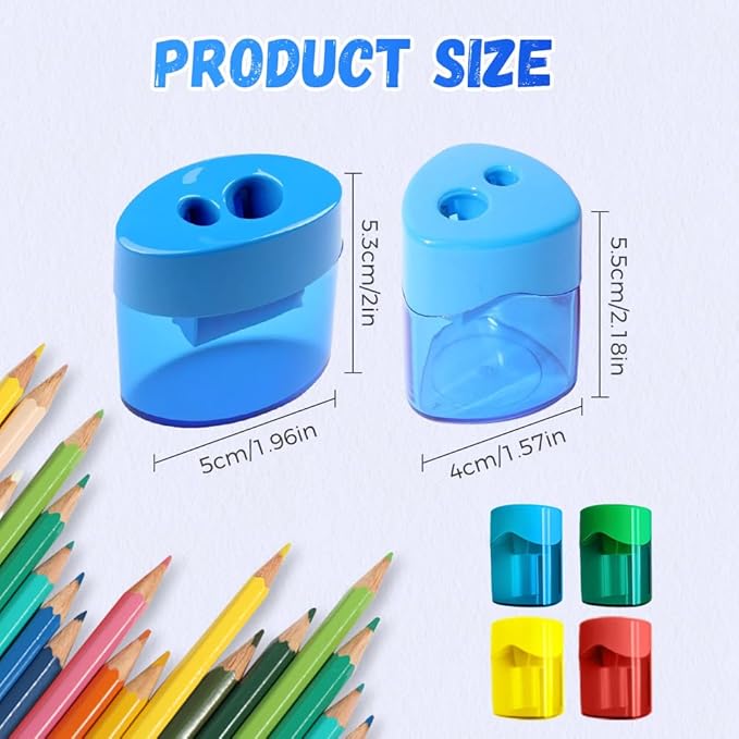 Pencil Sharpeners with Lid, Pencil Sharpeners Manual, Colored Handheld Sharpener Suitable for Kids Adults Students School Class Home Office (4pcs Oval)