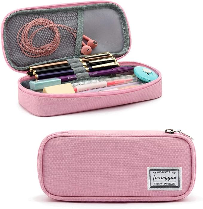 FUXINGYAO Pencil Case, Multi- Slot Pencil Pouch, Portable Pencil Bag, Pen Case for& Office(pink)