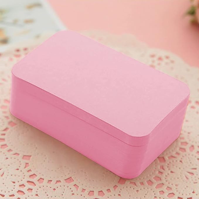 VANRA 300PCS Small Blank Index Cards 3.5x2 inches Note Cards Study Flash Cards, Word Message Gift DIY Cards Kraft Paper Tags (Pink, 300/Pack)