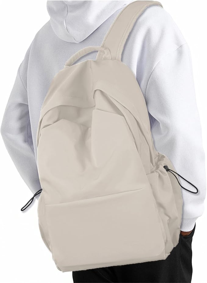 NEOREAL Laptop Backpack for Work, College, Travel, Lightweight Waterproof Daily Backpacks for Men Women, Sport Rucksack Computer Bag Fits 15.6 Inch Notebook, Beige