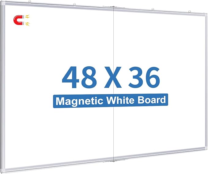Magnetic Whiteboard Dry Erase, 48 x 36 inch Large White Board for Wall, Foldable Aluminum Frame Hanging Whiteboards for Home Classroom Office