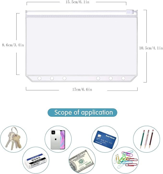 Zelten Refills/Loose Leaves for A6 Cover Ring Binder/Personal Organizer/Planner(A6 6 Holes, Binder Pocket All in Set)