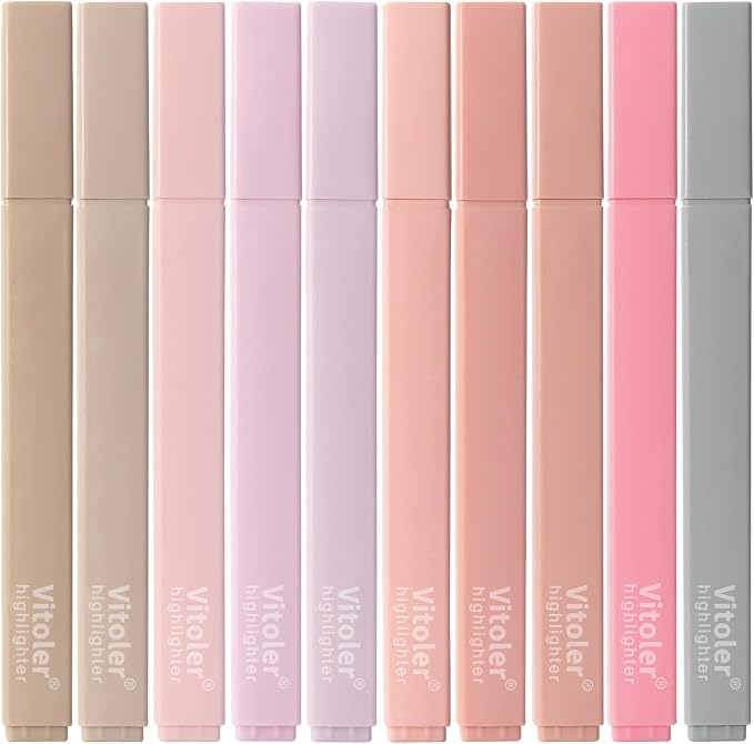Piochoo Highlighters Assorted Colors,10Pcs Pastel Highlighter No Bleed,Chisel Tip Bible Highlighters,Book Highlighter Bible Study Supplies