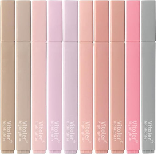 Piochoo Highlighters Assorted Colors,10Pcs Pastel Highlighter No Bleed,Chisel Tip Bible Highlighters,Book Highlighter Bible Study Supplies