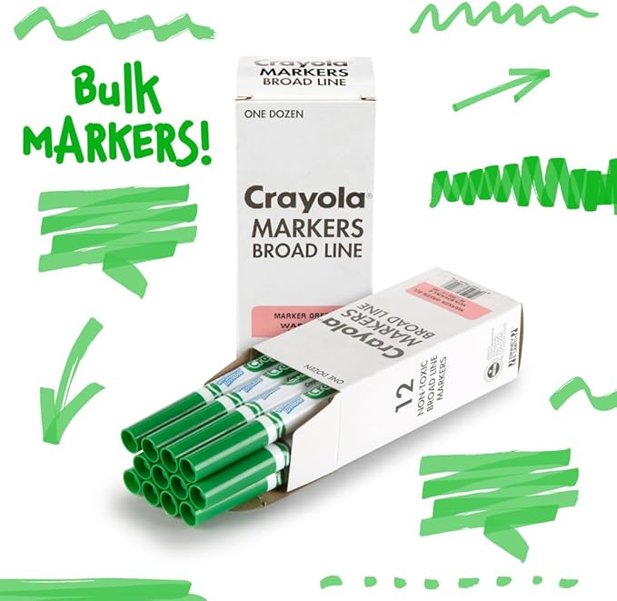 Crayola 12 Count Washable Bulk Markers, Green