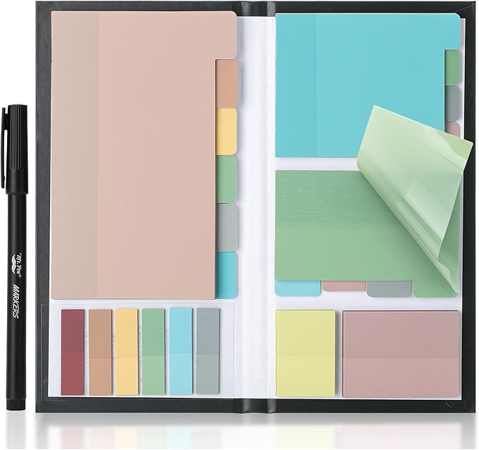 Mr. Pen- Transparent Sticky Notes Set, 410 Pack, Transparent Sticky Notes Tabs with Black Fineliner Pen for Bible Study, Office, School, Planning, Journaling & Organization