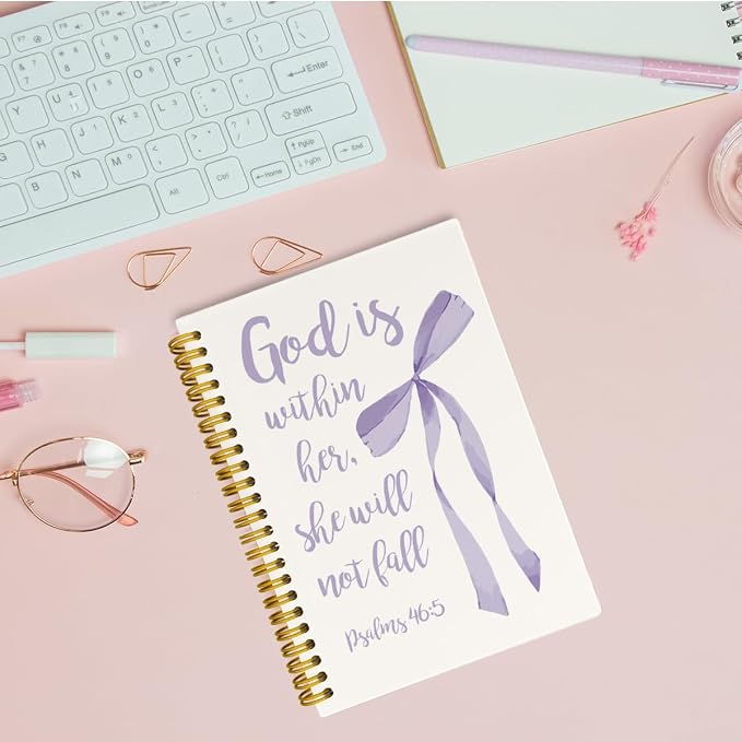 JKMBN Coqeutte Purple Bow Christian Bible Verse Journal for Teen Girls