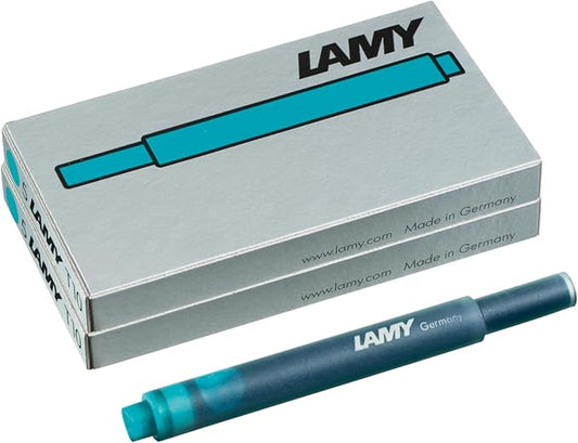 LAMY T10 Set of 2 Ink cartridges with Large Ink Capacity - Suitable for All Lamy Fountain Pen Models - Contents 1.25 ml per Cartridge - 5 Pieces per Pack - Ink Color Turquoise