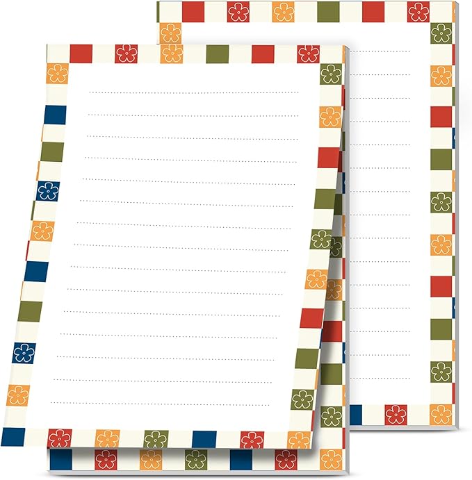 2 Pack Lined Sticky Notes 4x6 in, Cute Self-Stick Notepads with Lines, Large Memo Pads Strong Adhesive for Office, Home Colorful Cute Plaid