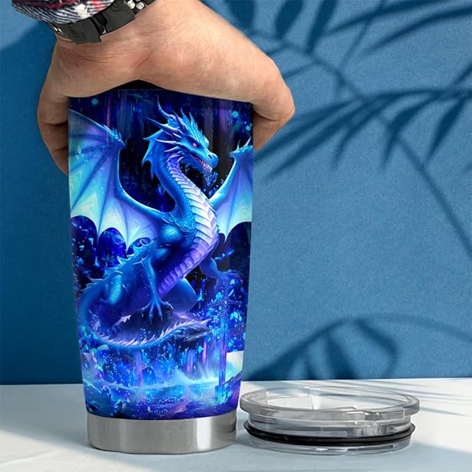 Dragon Tumbler 20oz Stainless Steel Insulated Coffee Travel Mug Cup Dragon Gifts for Birthday Christmas Gift for Men Boy