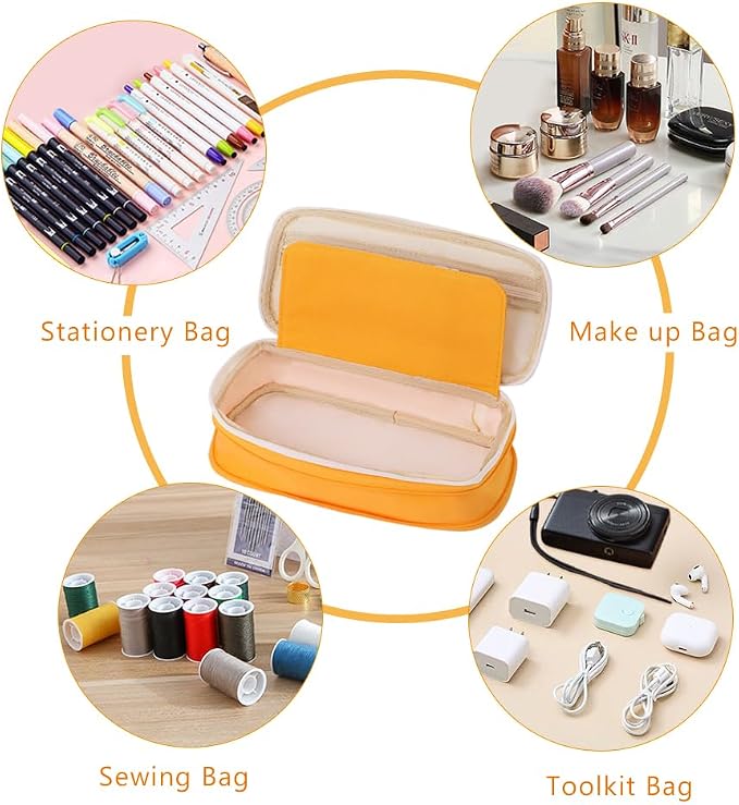 iSuperb Foldable Pencil Case Zipper Big Capacity Aesthetic Canvas Pencil Pouch Compartments Stationery Organizers Pen Bag for Kids Girls Boys Teen Child Student School Supplies Makeup Bags