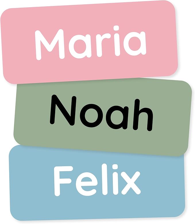 Personalized Name Labels for Kids (120) – Custom Waterproof & Durable Stickers for Clothing, Daycare, Office & School Supplies - Solid Color