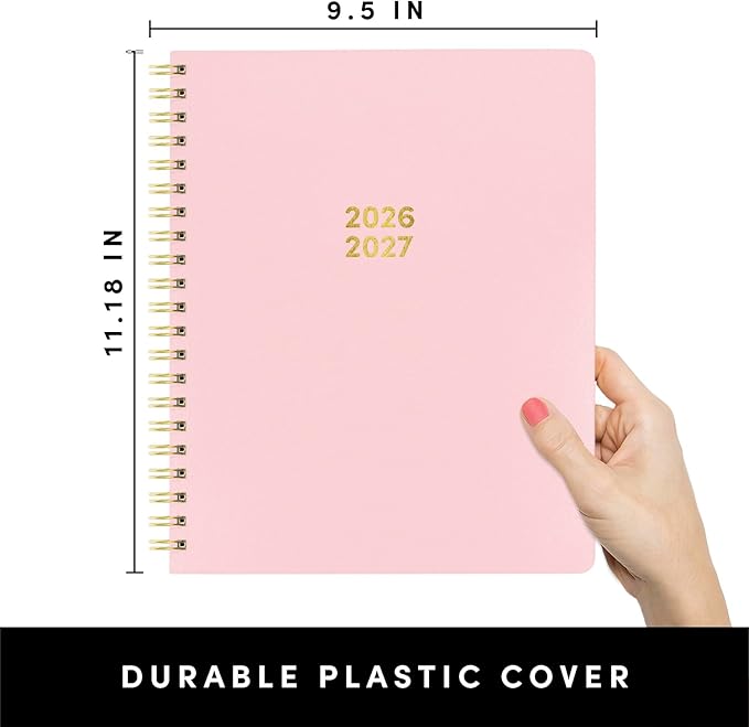 PAPERAGE Academic Planner, Weekly & Monthly Planner & Calendar, 12-Months, July 2026 - June 2027, (9.5" x 11"), School & Student Planning Agenda with Tabs, Bonus Pages & Inner Pocket, Pink