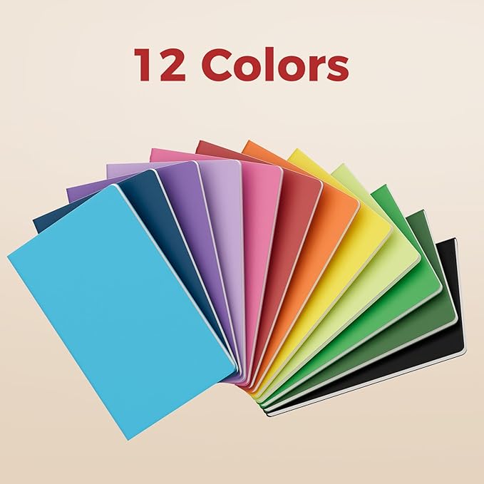 12 PCS Colorful Blank Notebook Journals Bulk, 60 Pages, 5.5 x8.3 inch, A5 Unlined Travel Journal Set for Travelers, Kids, Students and Office, Writing Drawing Sketchbook Diary Subject Notebooks