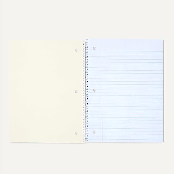 Amazon Basics College Ruled Spiral Notebooks, 70 Sheets, 8" x 10.5", Perforated Pages, Assorted Primary Solid Colors, 3-Pack
