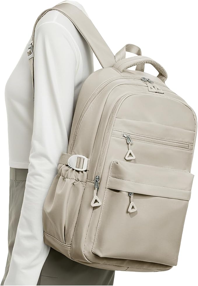 Backpack for College Students Women Men, Aesthetic Backpacks for Middle School, Waterproof Bookbag, Lightweight High School Backpack for Teens Boys Girls(Gray Brown)