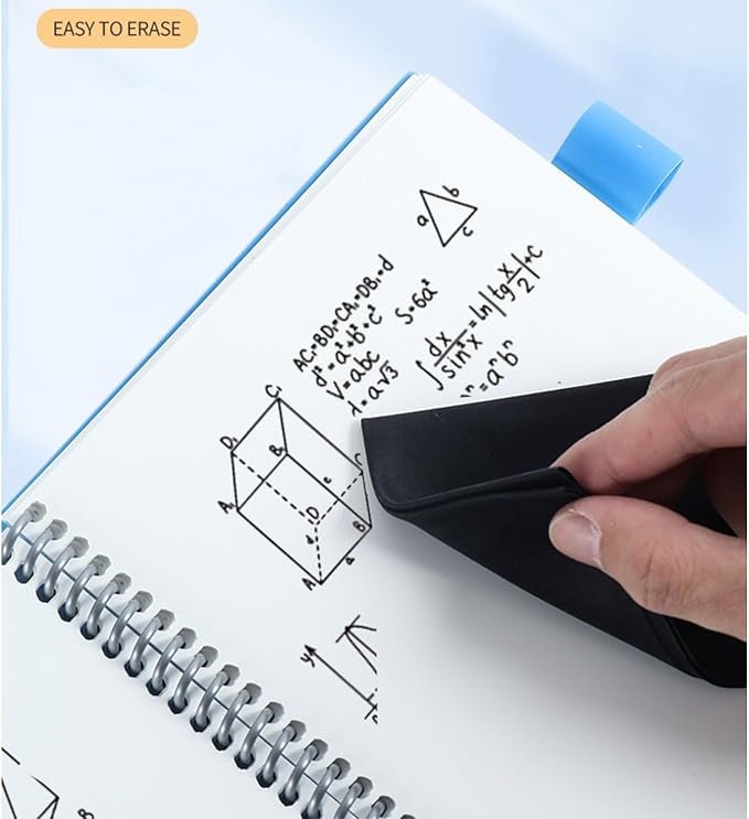 Reusable Erasable Notebook with Thick Coil Binding - Write, Erase, and Rewrite Easily - Sketching, and Note-Taking in Office, School, and Home - Eco-Friendly and Durable Dry Erase Notebook (Black,A4)