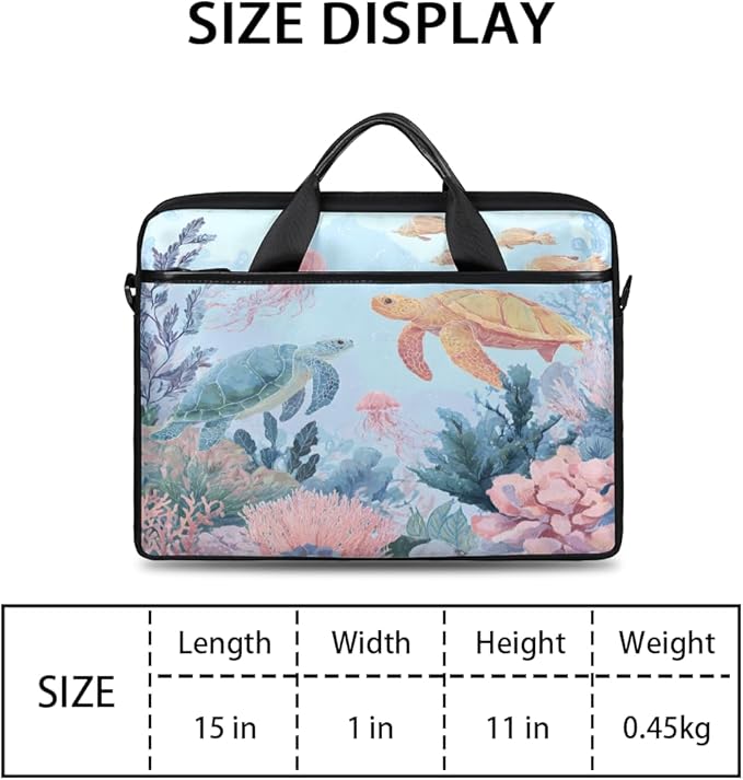 Sea Turtle Coral Laptop Sleeve Case for 13-15 inch Computer Bag Protective Laptop Handle Bag for Women Men