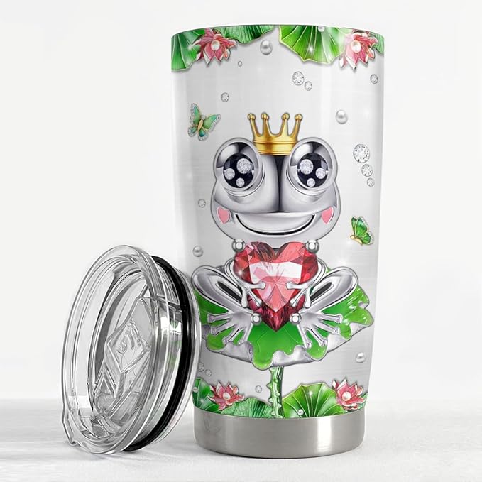 SANDJEST Frog Gifts for Women Girls Frog Tumbler 20oz Jewelry Drawings Stainless Steel Insulated Tumblers Coffee Travel Mug Cup Gift for Birthday Christmas