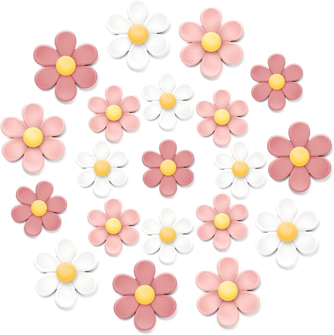 20 Pcs 3D Flower Fridge Magnets, Cute Fridge Magnets, Colorful Refrigerator Decorative Magnet for Whiteboard Locker Cabinet (11 Medium + 9 Large)