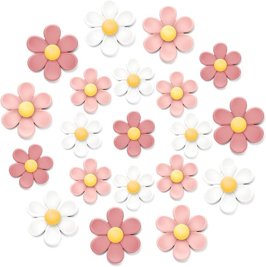 20 Pcs 3D Flower Fridge Magnets, Cute Fridge Magnets, Colorful Refrigerator Decorative Magnet for Whiteboard Locker Cabinet (11 Medium + 9 Large)