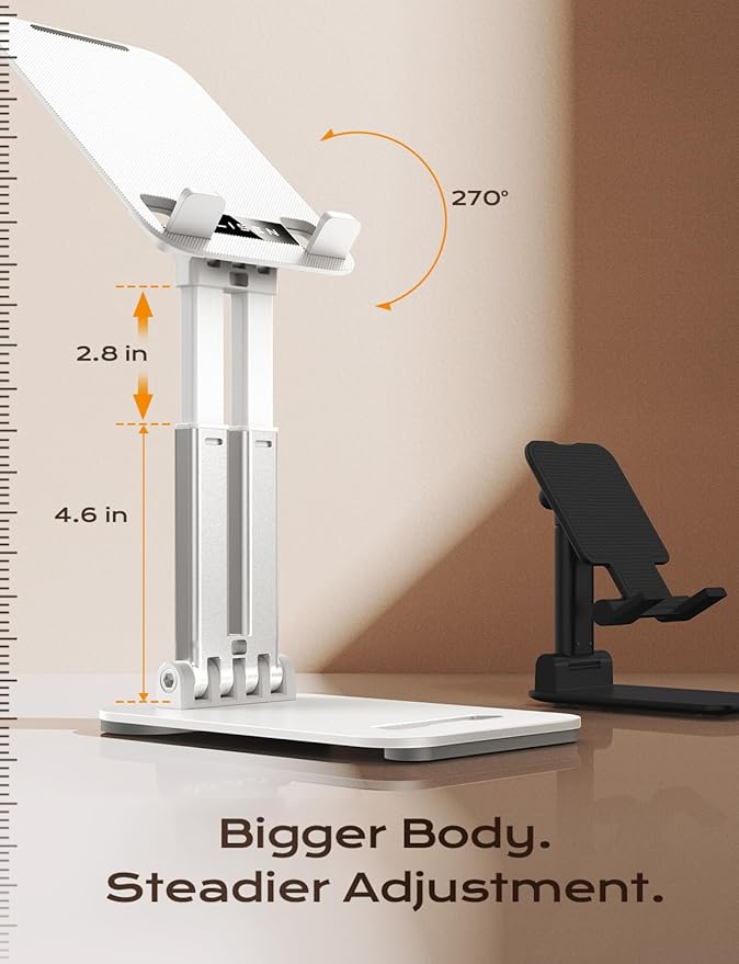 LISEN Tablet Stand for iPad Stand Holder Desk, Foldable Home Office Desk Accessories Travel for iPad Holder Dorm College Essentials Portable Monitor Stand Fits Tabs Kindle iPhone 4-15.9" Black (White)