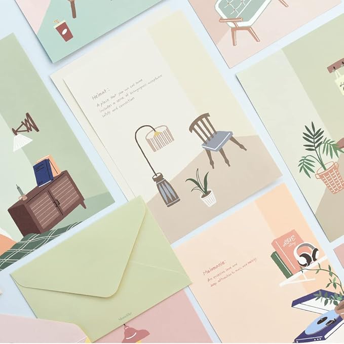 Monolike Ordinary Days Letter Paper and Envelopes Set - 8Type, 32 Letter Paper + 16 Envelopes