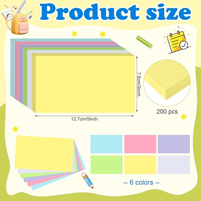 240 Count Blank Index Cards 3x5 Inch Colored Flash Cards Flashcards Heavyweight Note Cards for Studying School Office Supplies