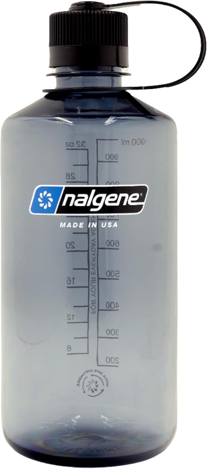 Nalgene 32 oz Narrow Mouth Water Bottle | BPA-Free, Durable & Leak Proof, Lightweight Bottle for Hiking, Gym & Travel, Grey