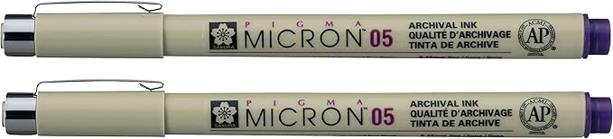 SAKURA PIGMA MICRON 05 FINELINER PEN, 0.45MM LINE WIDTH, PACK OF 2 (Violet)