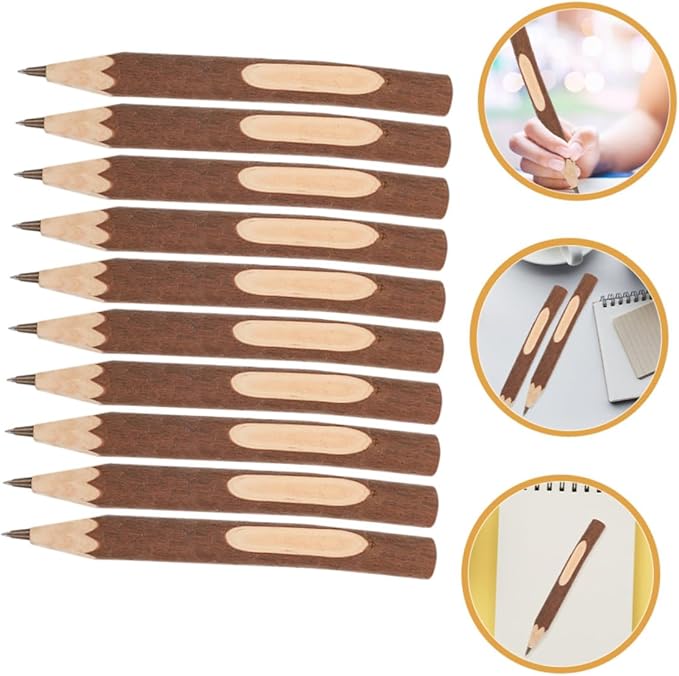 COHEALI Wood Ballpoint Pens 10pcs 17cm Tree Bark Small Writing Pens Portable Comfortable Grip Natural Biodegradable Office School Supplies