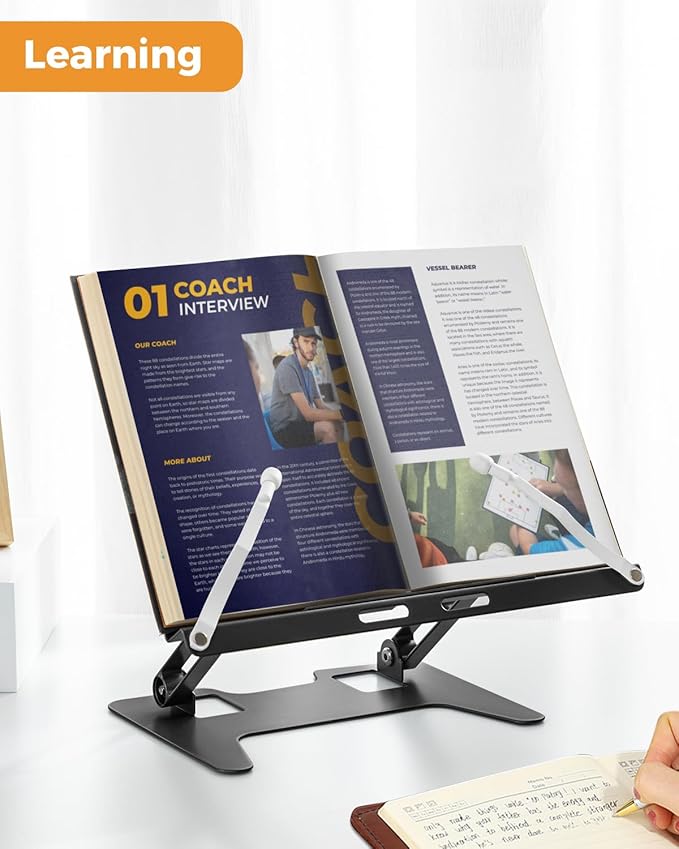 Honagu Adjustable Laptop Stand for Desk, Metal Foldable Laptop Riser, Portable Desktop Book Stand Holder, Ergonominc Computer Notebook Stand Compatible with 10-15.6” Laptops (Black)