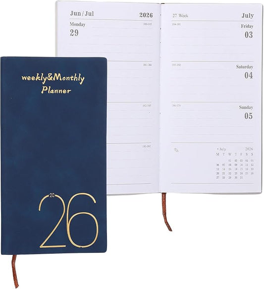 PATIKIL 2026 Daily Planner Notebook, A6 64 Sheets Undated to Do List Daily Weekly Monthly Goals Tracker Pocket Notebook for Office Home Study Work Time Management Fitness Habit, Dark Blue
