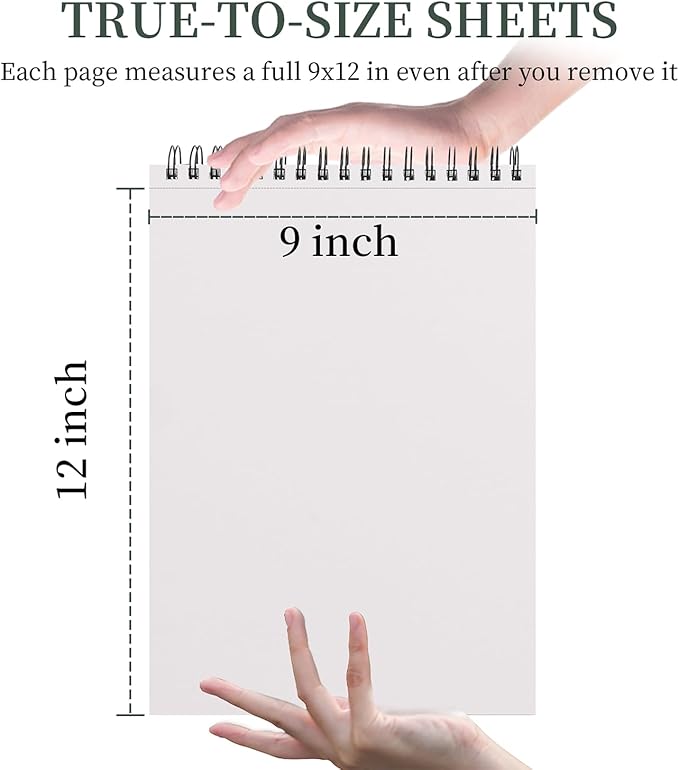 SuFly Sketch Book for Girls, 9 x 12 Spiral Bound Sketchbook, 100 Sheets Artist Sketch Pad, 68lb/100gsm White Paper Drawing Pad, Art Supplies.